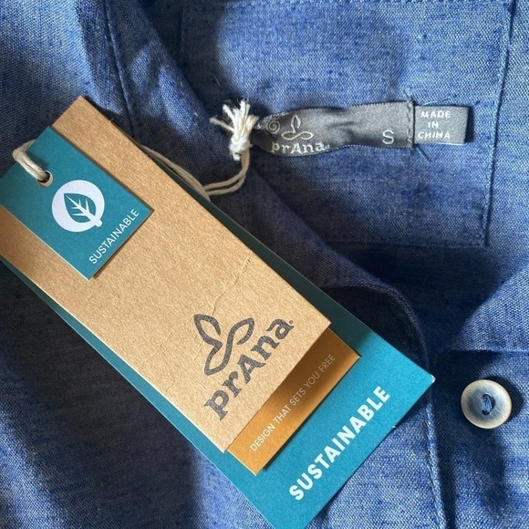 PRANA Hemp Blend Preppy Minimalist Sustainable Button Down Aster Tunic Sz S NWT - Picture 11 of 12